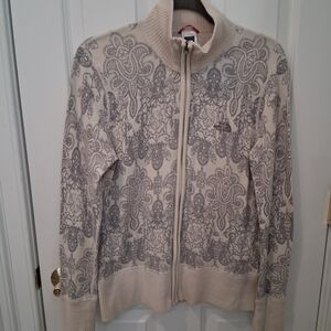 The North Face Women's Cream and Gray Full Zip Cardigan